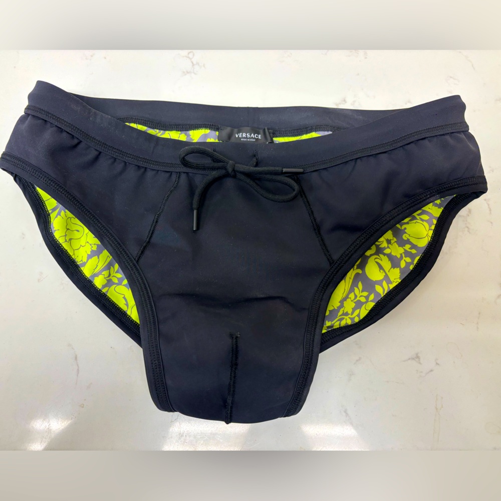 Versace Men's Black and Yellow Swim Briefs-like new!